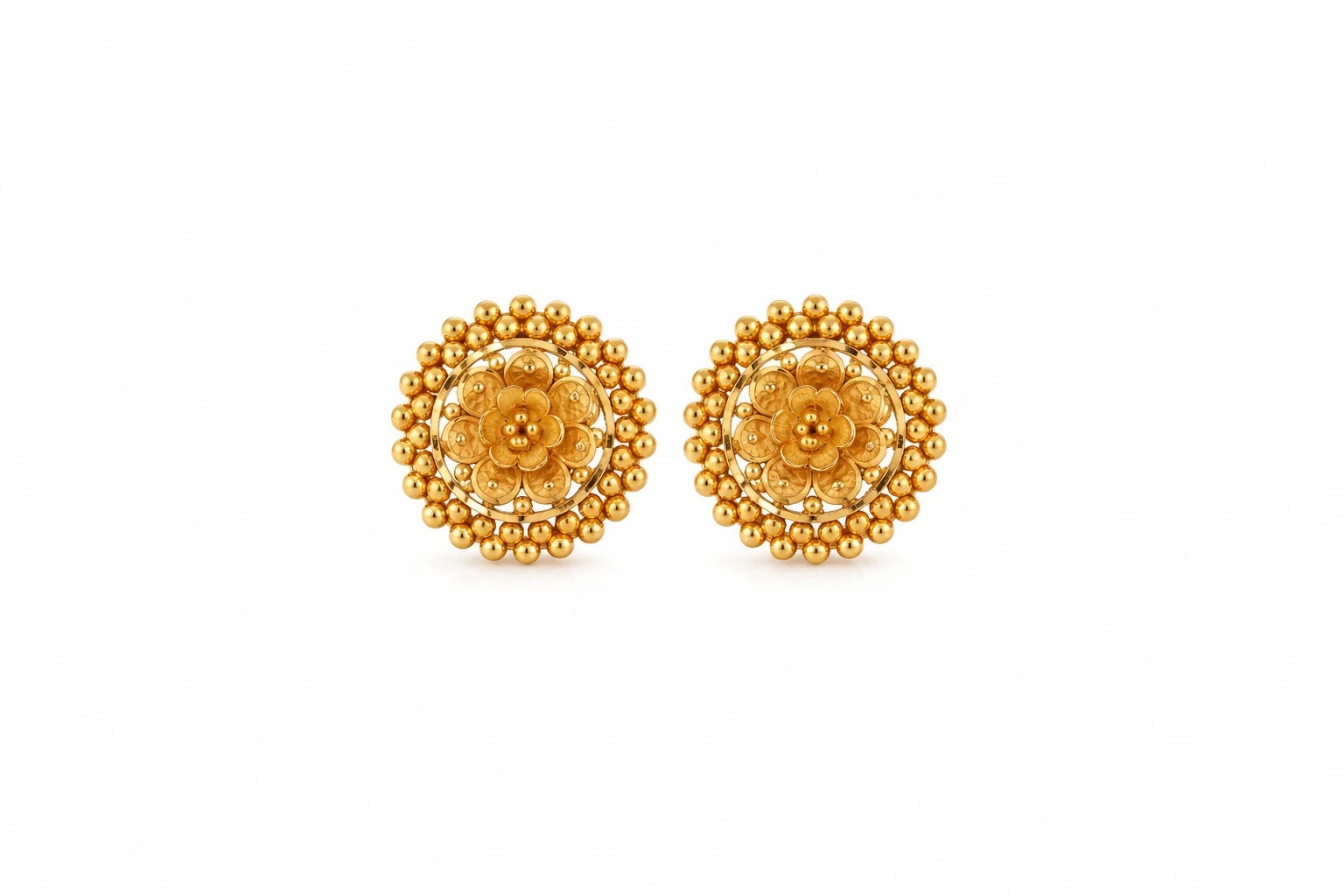 Gold Floral Stud Earrings