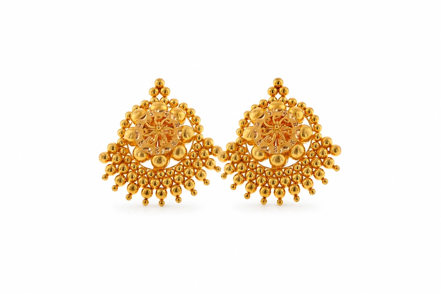 Beaded Gold Filigree Earrings