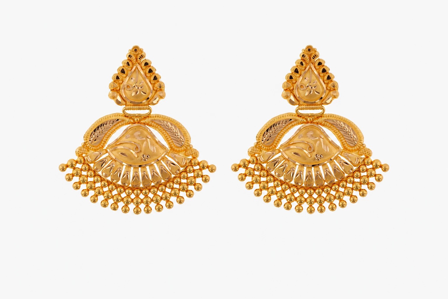 Ornate gold chandelier earrings