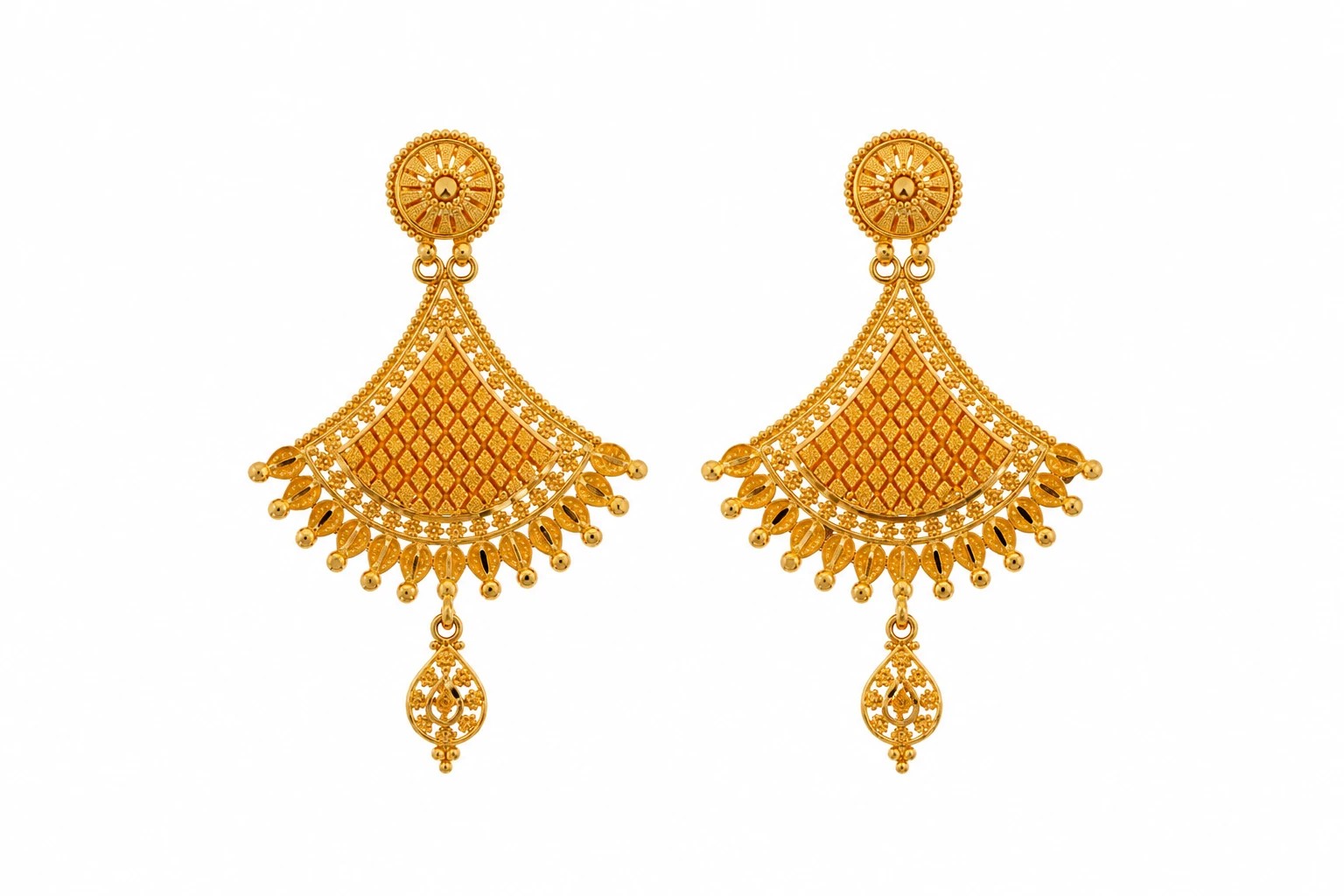 Ornate Gold Filigree Chandelier Earrings