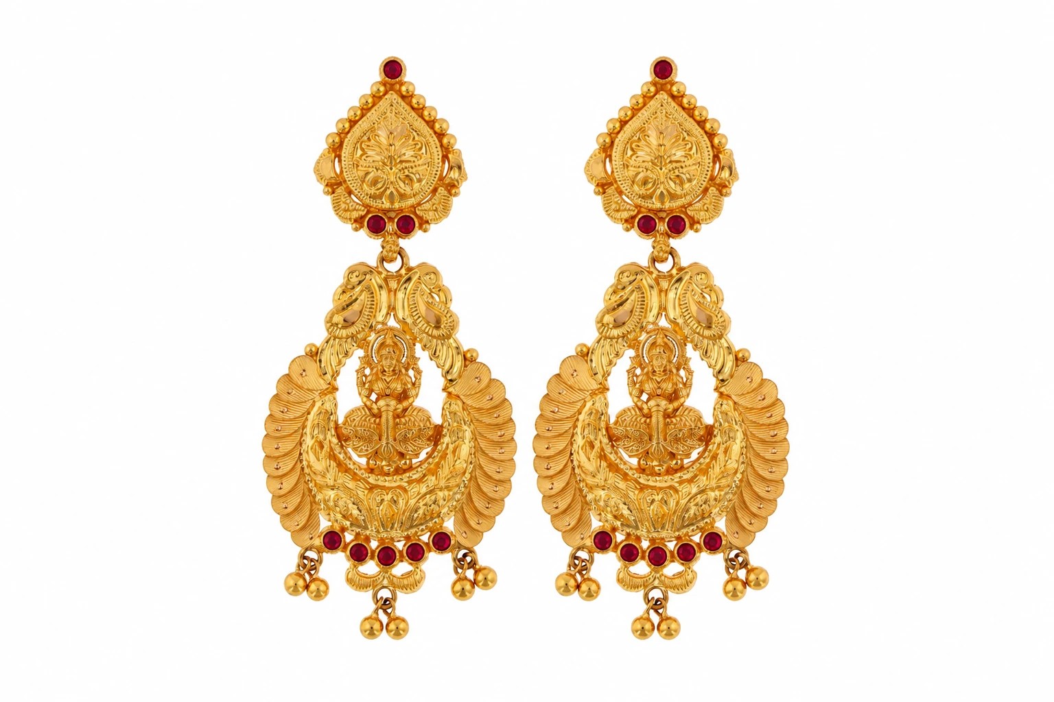 Ornate Gold Peacock Earrings