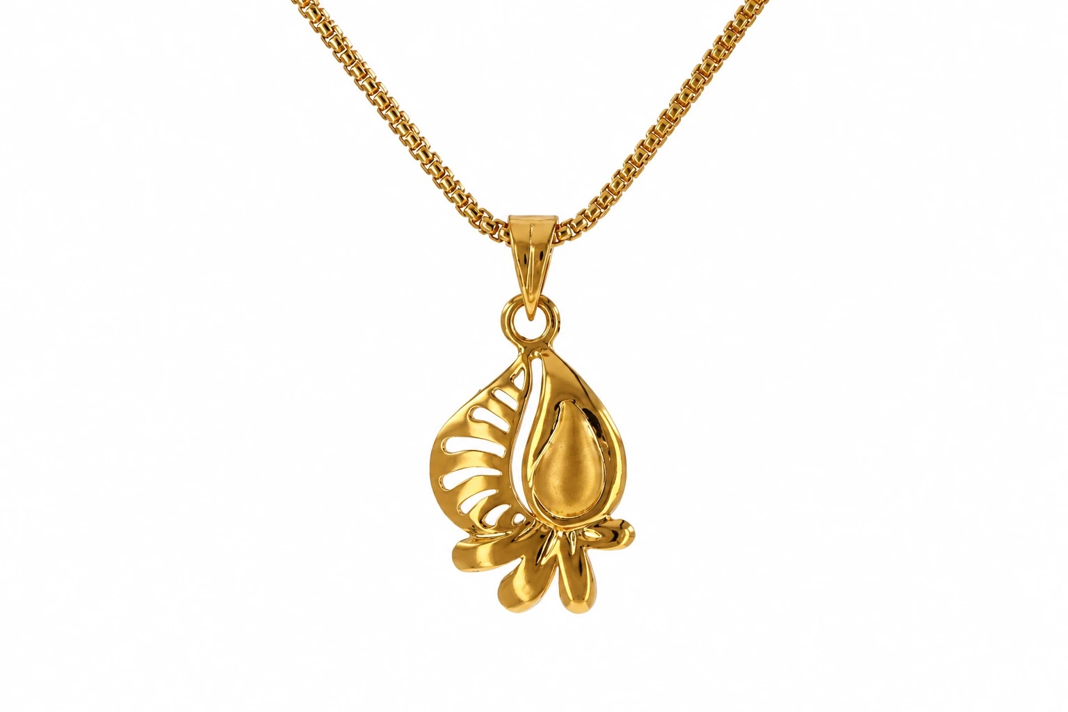 Paisley Leaf Gold Pendant — image 1