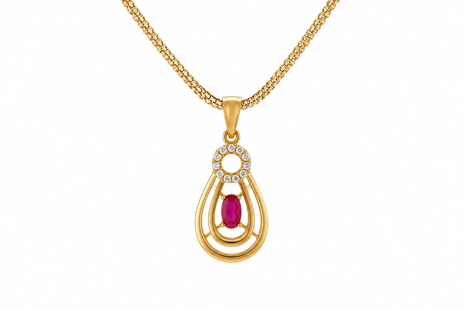 Red Stone Teardrop Pendant — image 1