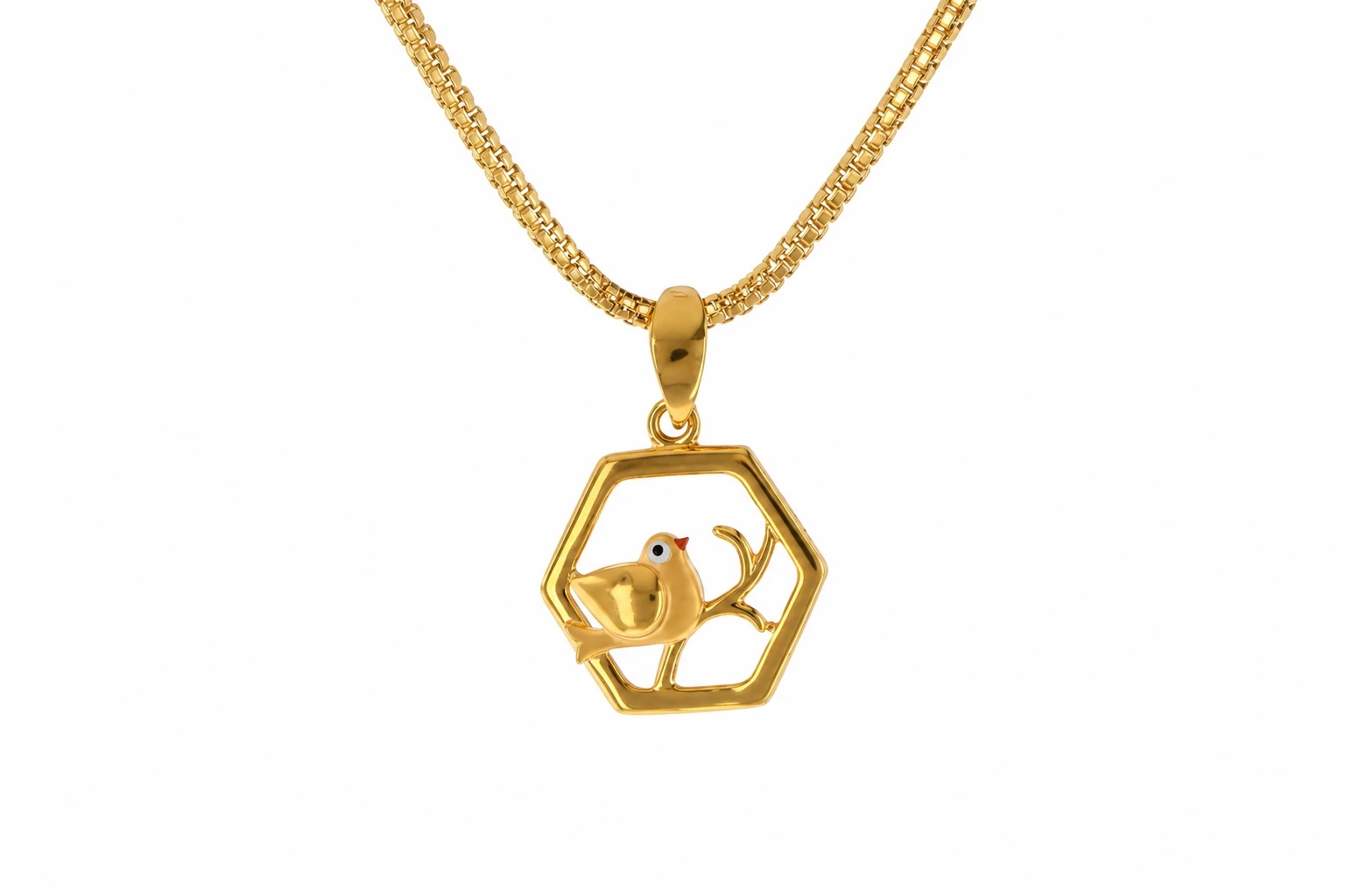Bird in Hexagon Pendant — image 1