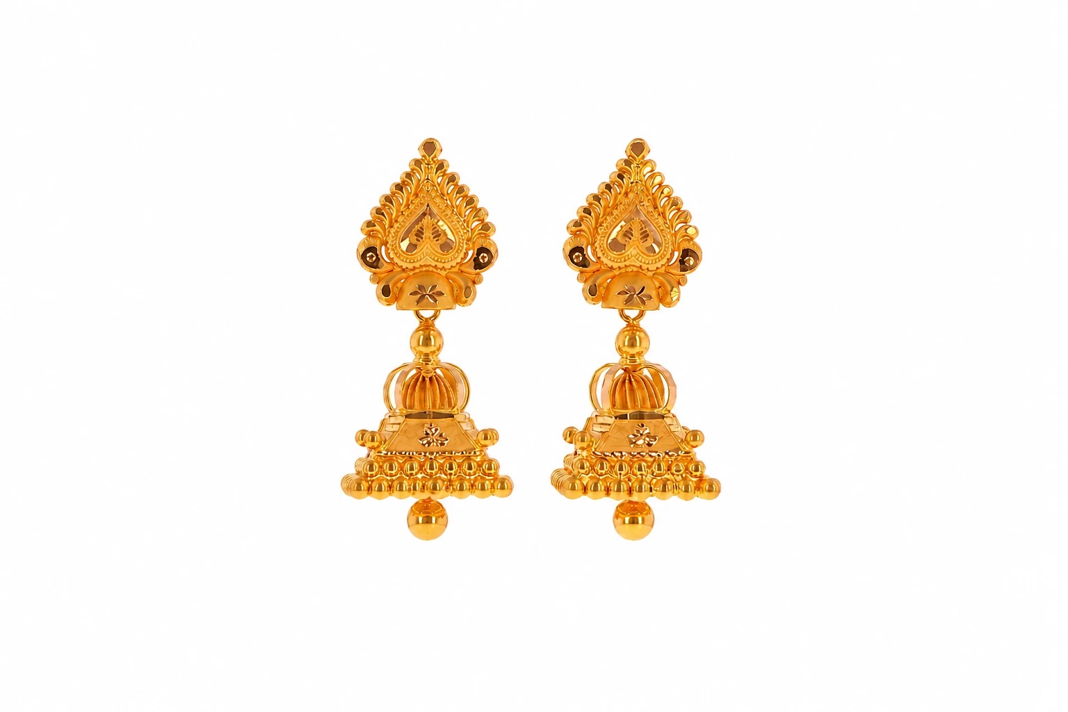 Traditional Temple Design Gold Jhumka Earrings — image 1