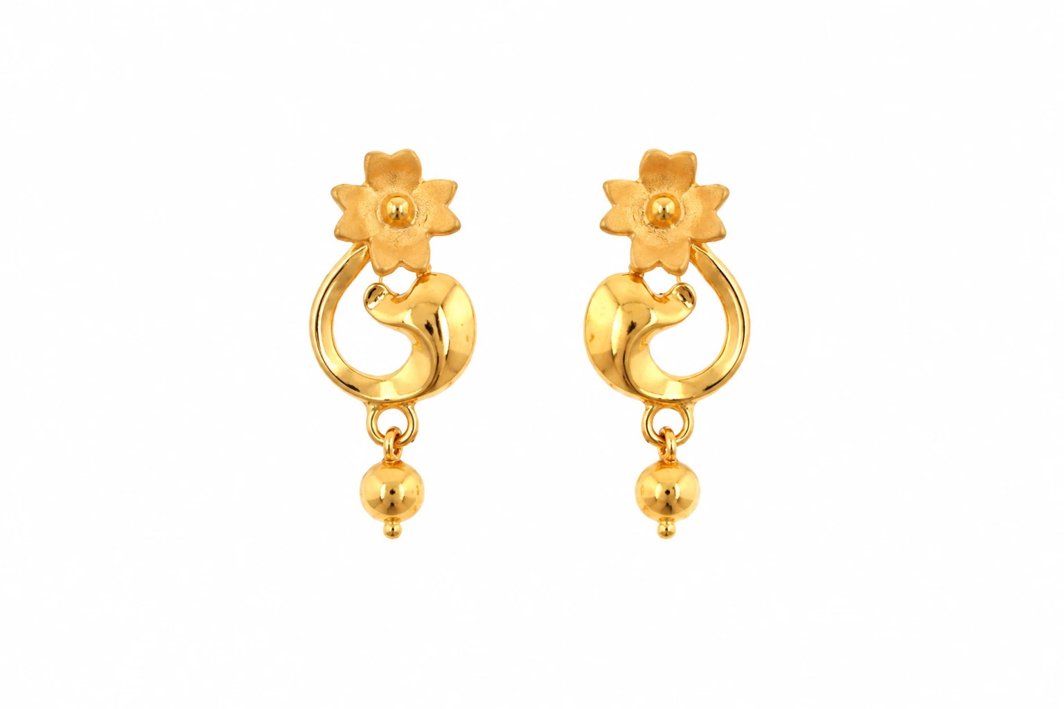 Gold Floral Drop Earrings — image 1