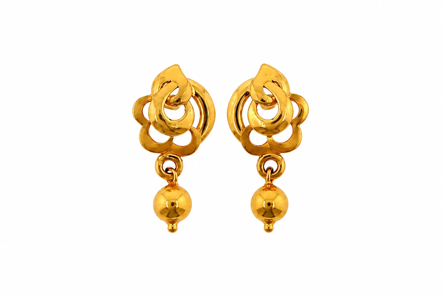 Golden Floral-Loop Drop Earrings — image 1