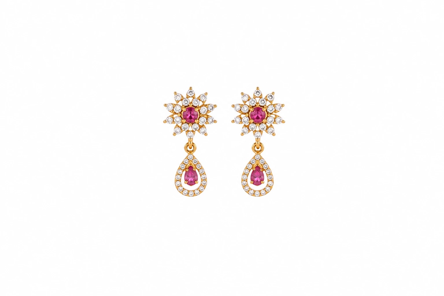 Red Stone Starburst Drop Earrings — image 1
