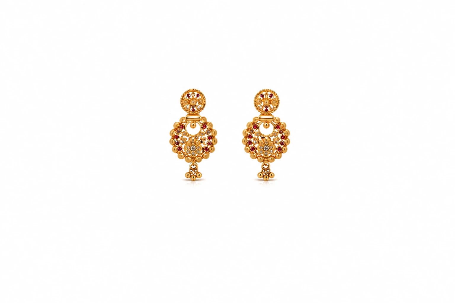 Gold Beaded Gem Earrings — image 1