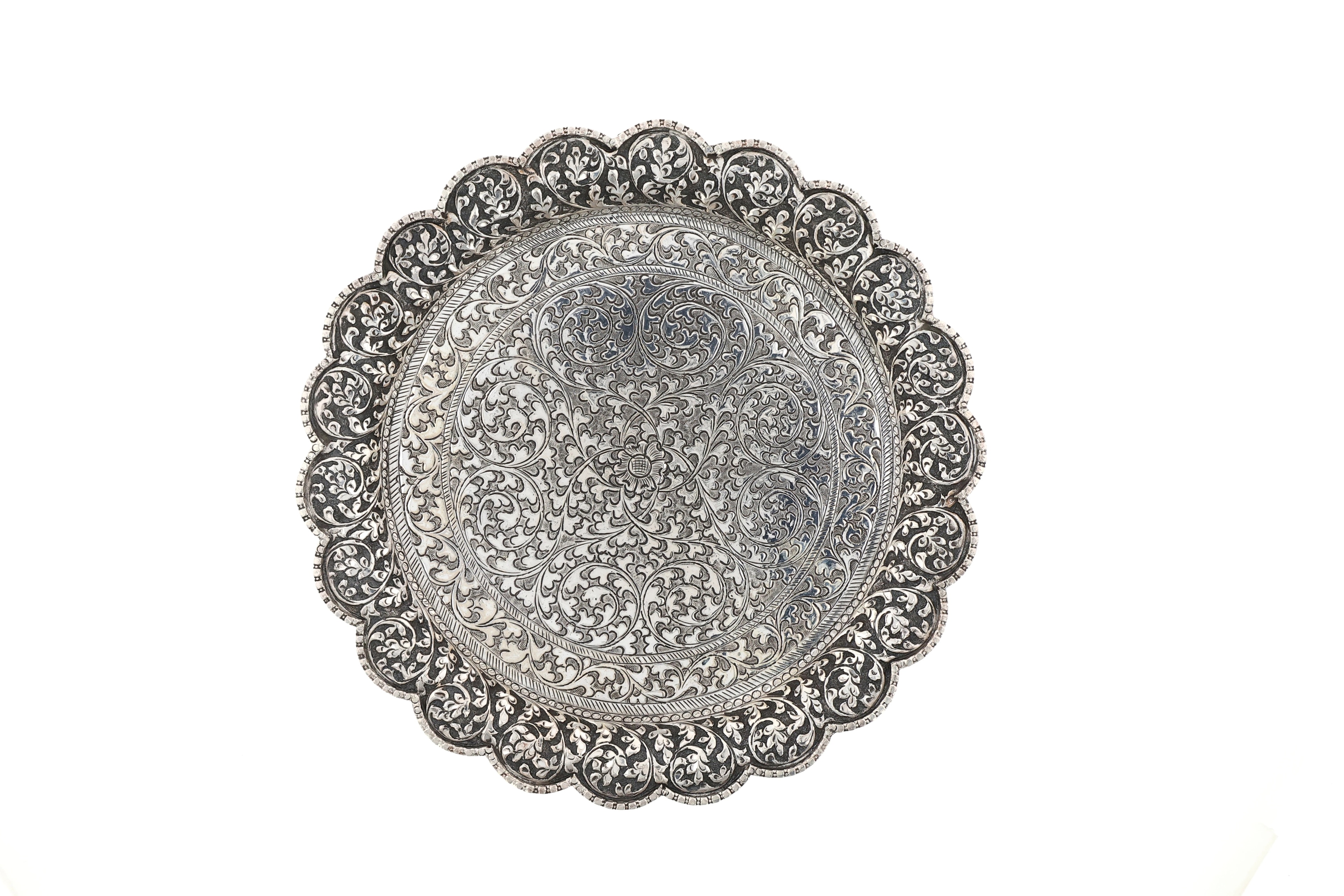 Engraved Circular Silver Platter — image 1