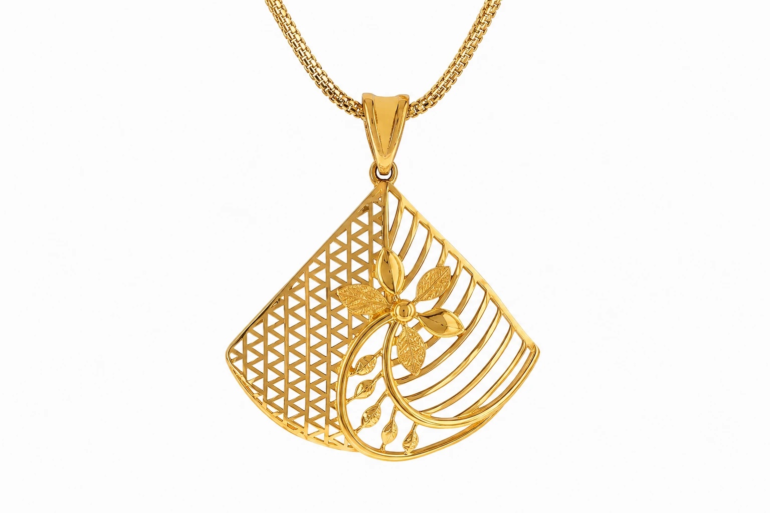 Gold Geometric Floral Designer Pendant — image 1