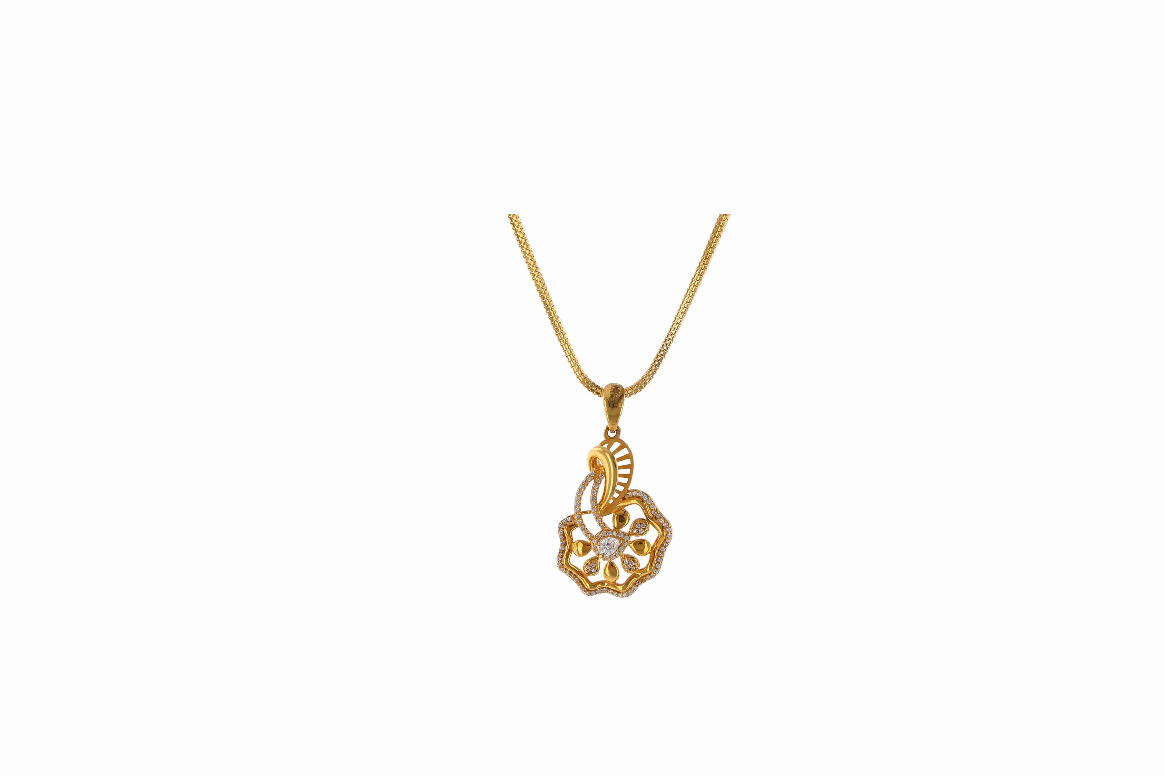 Gold Peacock Floral Pendant — image 1