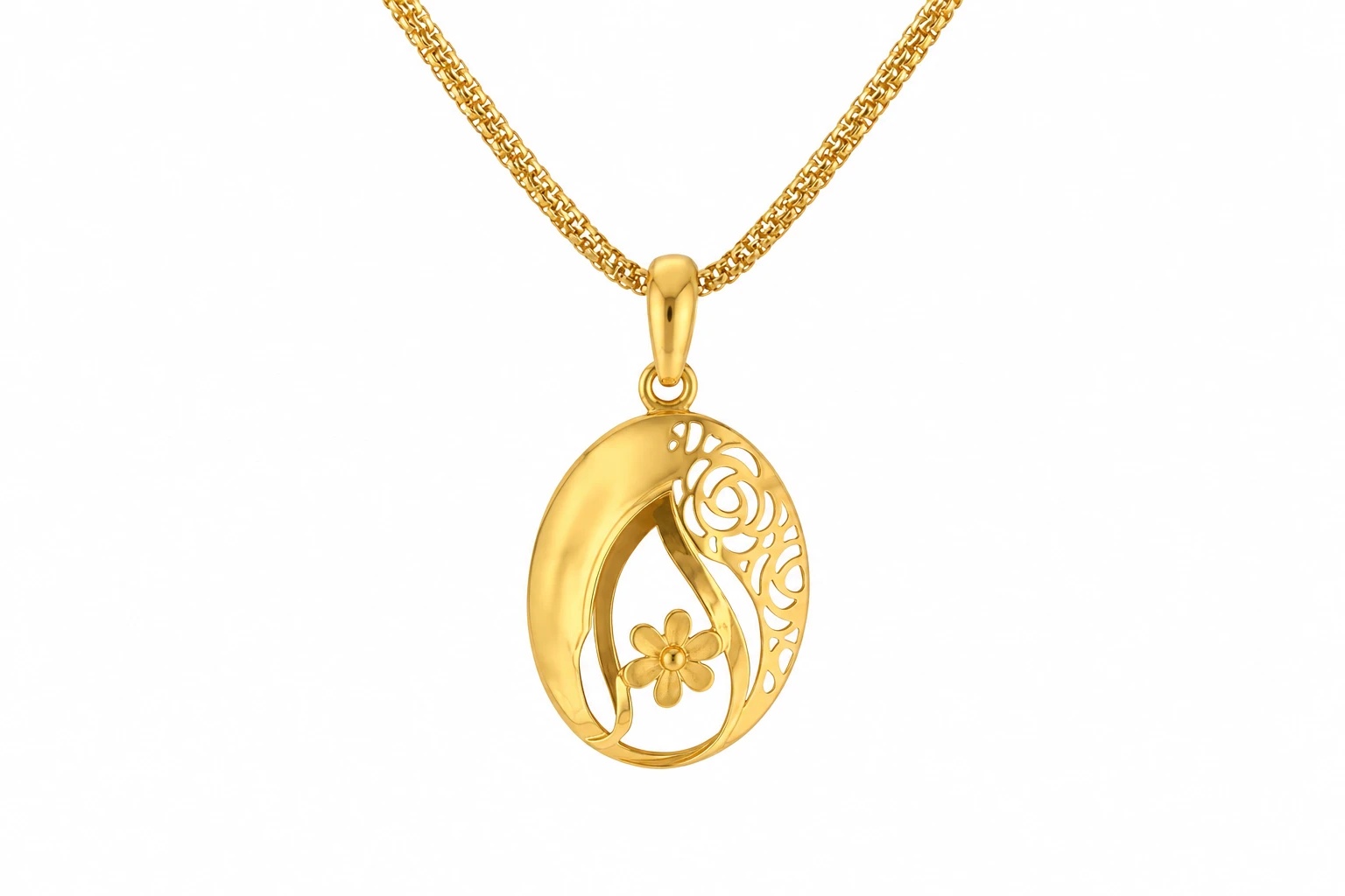 Oval Floral Gold Pendant — image 1