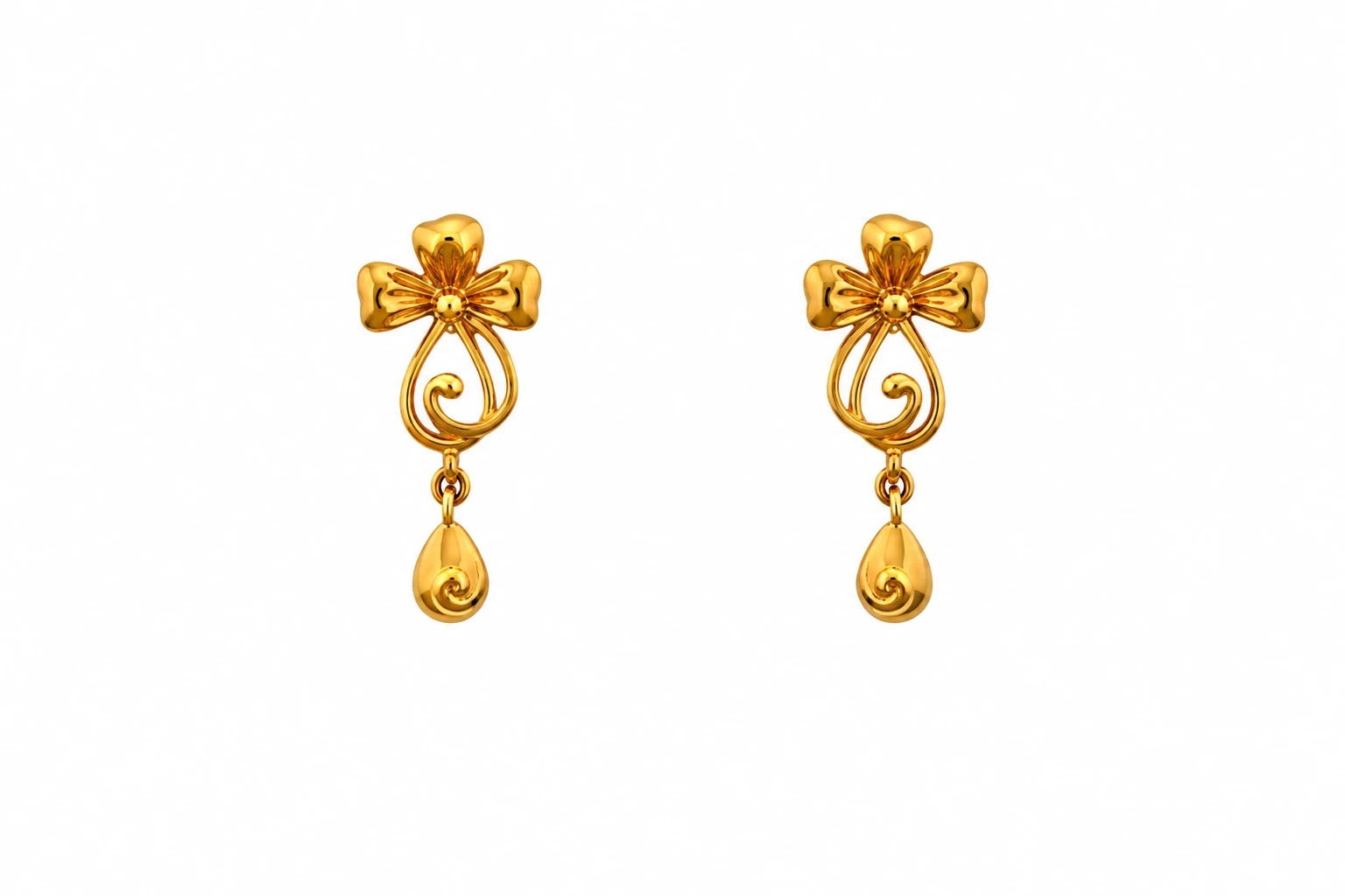 Golden Floral Teardrop Earrings — image 1