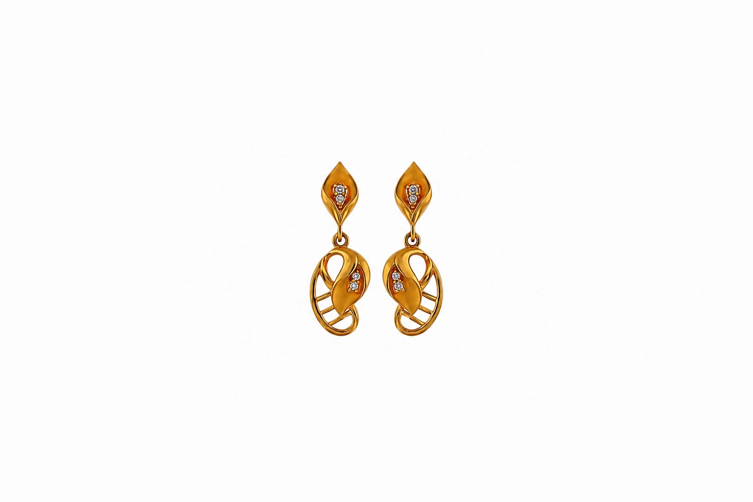 Gold Tear-Drop Earrings with Sparkling Details — image 1