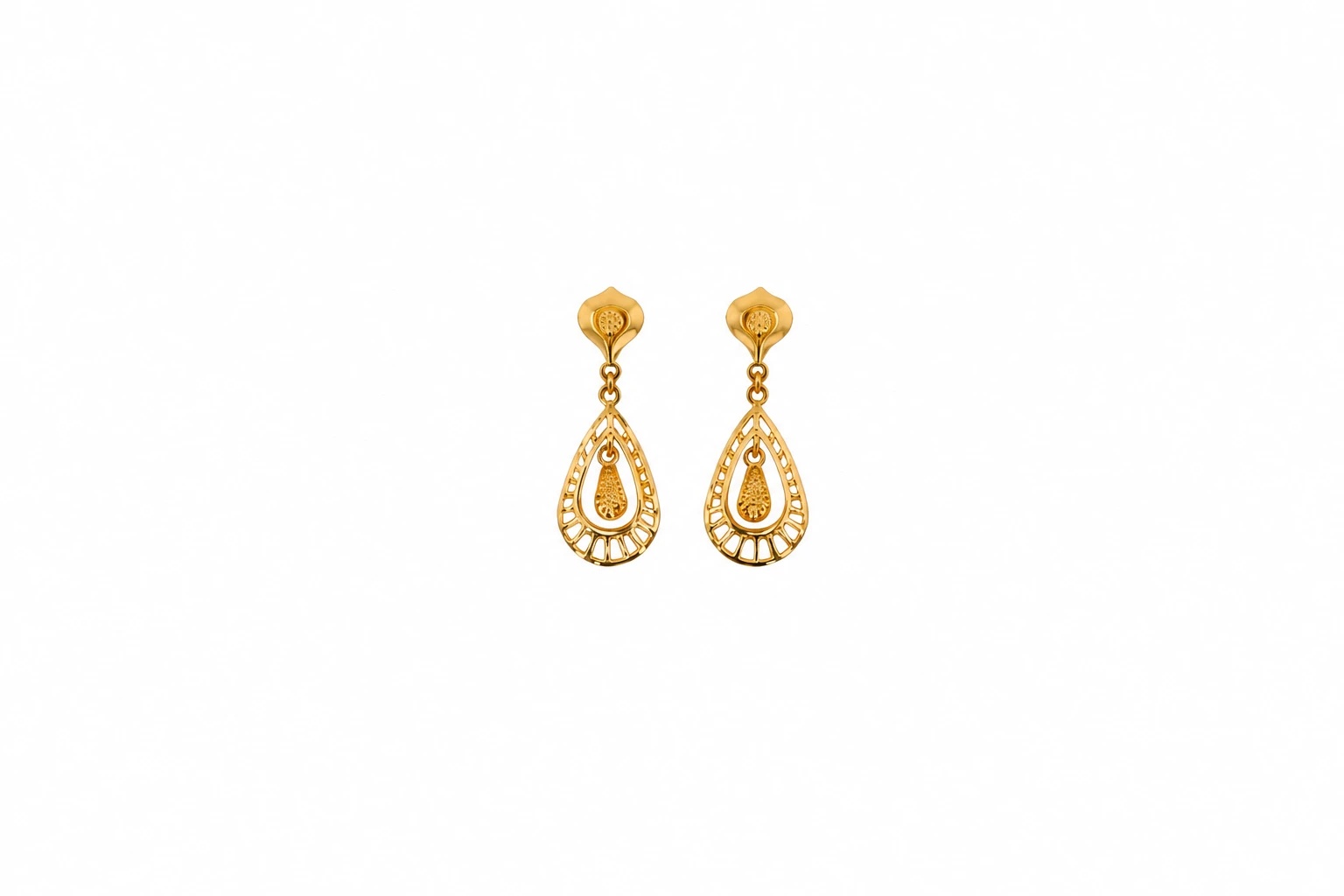 Gold Filigree Teardrop Earrings — image 1