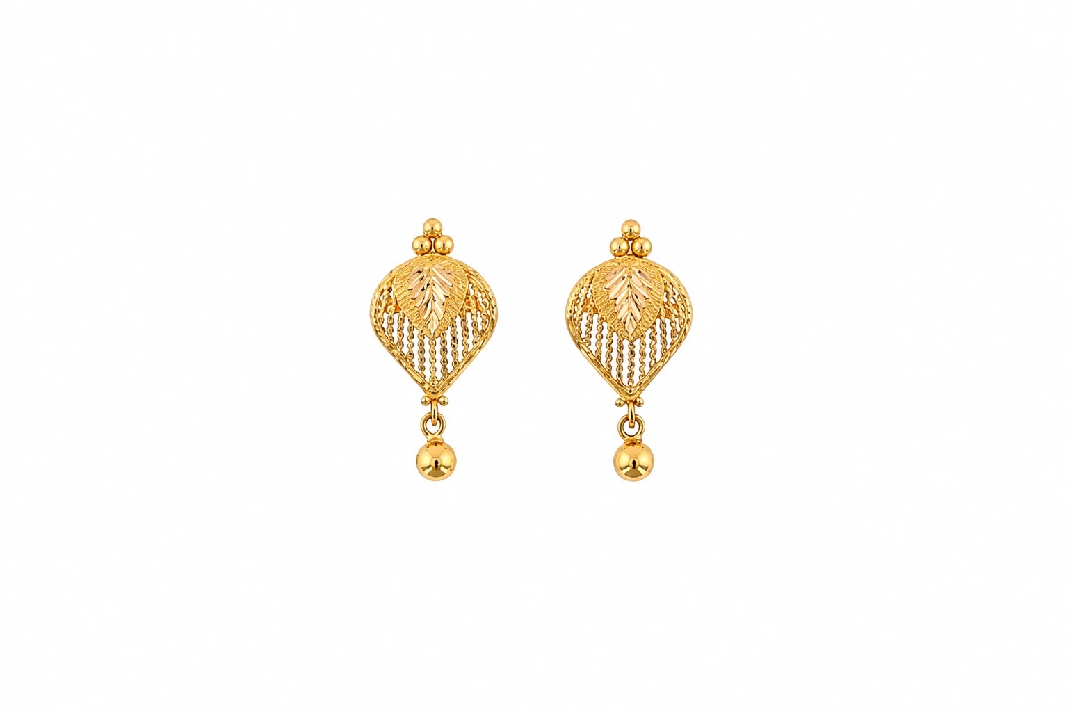 Gold Teardrop Earrings on White — image 1