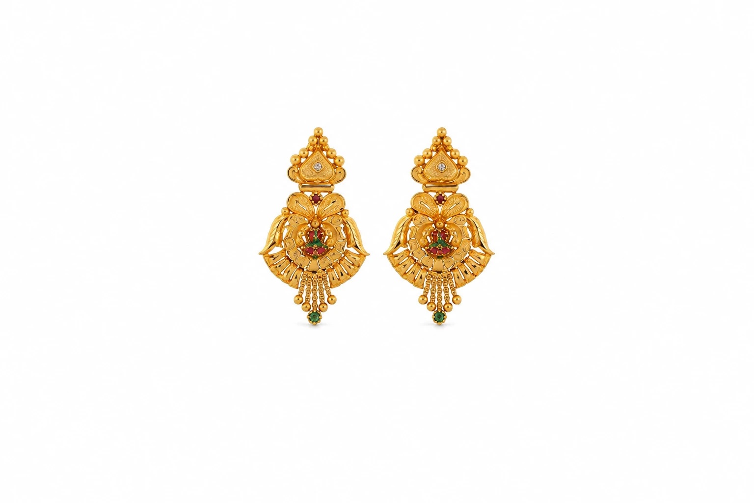 Gold Filigree Earrings with Gemstone Details — image 1