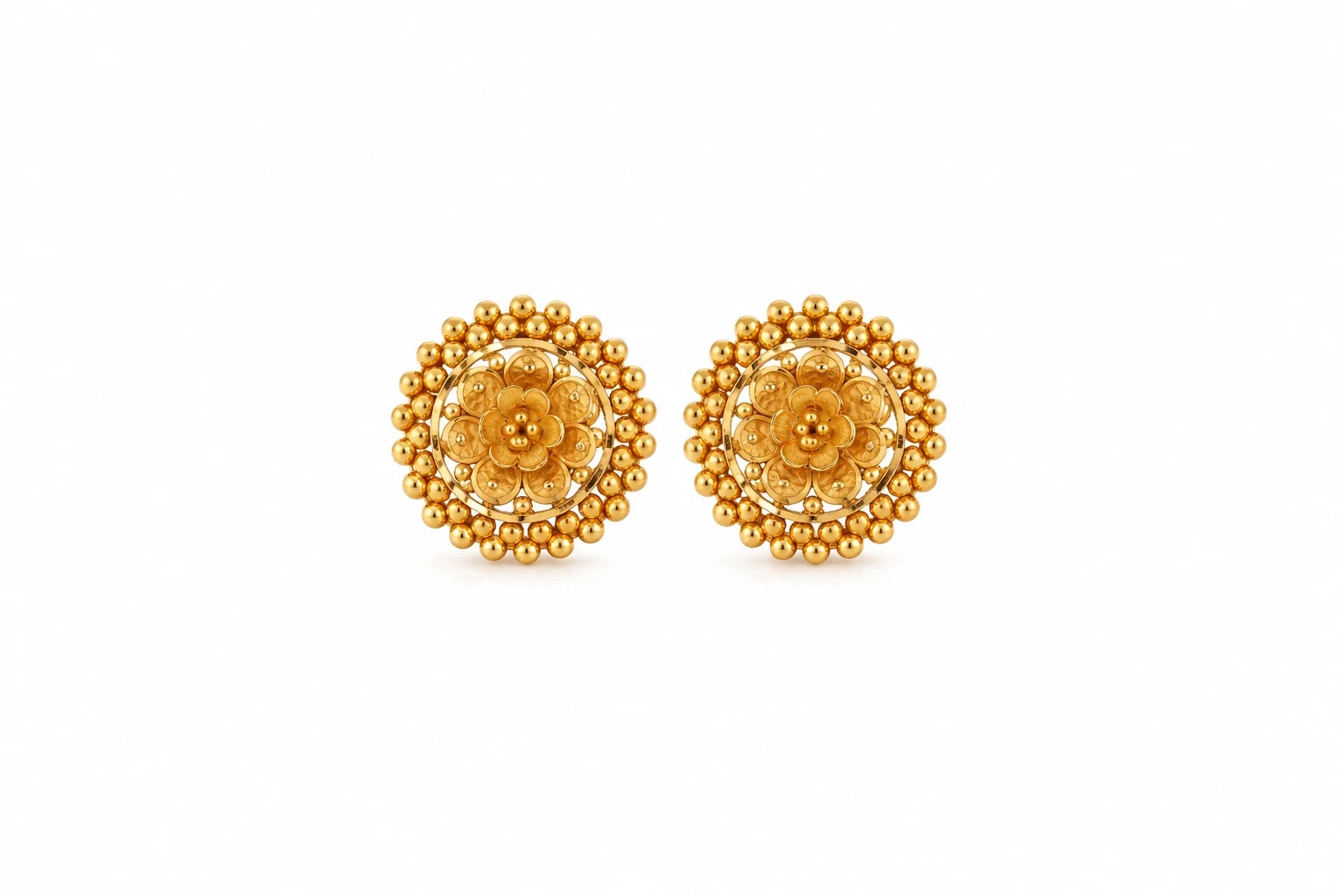 Gold Floral Stud Earrings — image 1